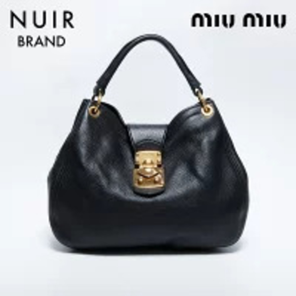 Miu Miu One Shoulder Hobo Bag Black